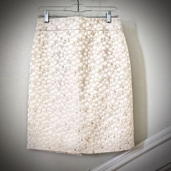 J. Crew Golden Bubbles Ivory Jacquard Pencil Skirt - Picture 2 of 6